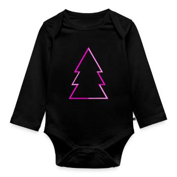 Arbre de Noël rose Minimalisme Arbre de Noël - Body Bébé bio manches longues - noir - Devant