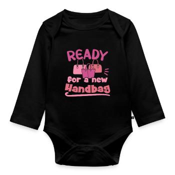 Ready for a new Handbag / Handbag Shopping - Organic Longsleeve Baby Bodysuit - black - Front