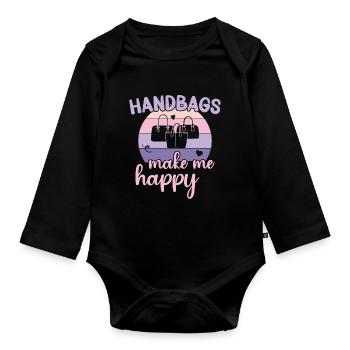 Handbags make me happy / Shopping Handbag - Baby Bio-Langarm-Body - Schwarz - Vorne