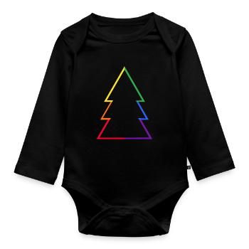 LGBTQ Rainbow Christmas Tree Christmas Tree Xmas - Organic Longsleeve Baby Bodysuit - black - Front