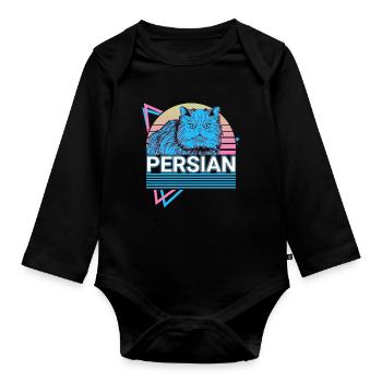 Perserkatze Retro - Baby Bio-Langarm-Body - Schwarz - Vorne