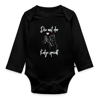 Katze Geschenk Die mit der Katze spricht Cam Mom - Baby Bio-Langarm-Body - Schwarz - Vorne
