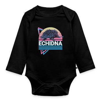 Echidna Retro - Organic Longsleeve Baby Bodysuit - black - Front