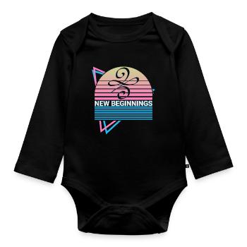 Neue Anfänge Keltisches Symbol Retro - Baby Bio-Langarm-Body - Schwarz - Vorne