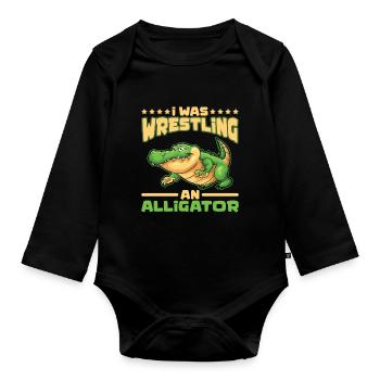 Crocodile Alligator Wrestling Reptile Cadeau - Body Bébé bio manches longues - noir - Devant