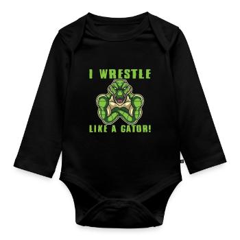 Crocodile Alligator Wrestling Reptile Cadeau - Body Bébé bio manches longues - noir - Devant