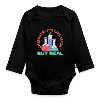 Scientist Chemist Physicist Physics Gift - Organic Longsleeve Baby Bodysuit - black - Front
