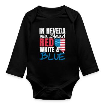 In Nevada we bleed white and blue USA America - Organic Longsleeve Baby Bodysuit - black - Front