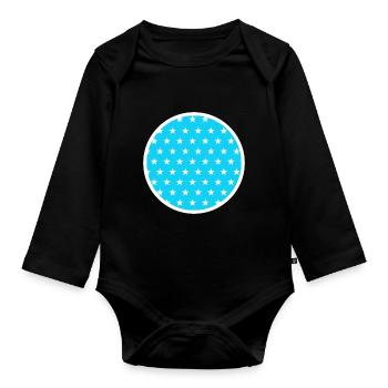 Pattern Circle Stars - Organic Longsleeve Baby Bodysuit - black - Front