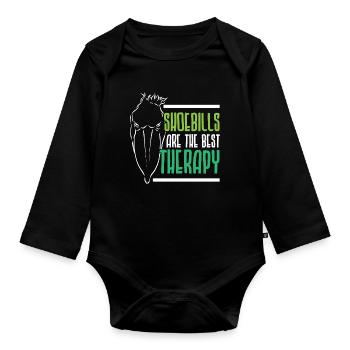 Shoe beaks are the best therapy Klapperstorc - Organic Longsleeve Baby Bodysuit - black - Front