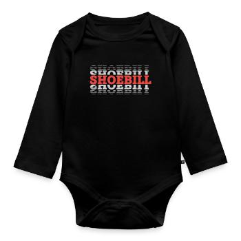 Schuhschnabel Storch Walfischkopf Vogelliebhaber V - Baby Bio-Langarm-Body - Schwarz - Vorne
