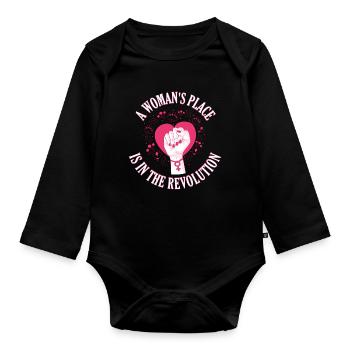 Woman In Revolution Feminismus Geschenk - Baby Bio-Langarm-Body - Schwarz - Vorne