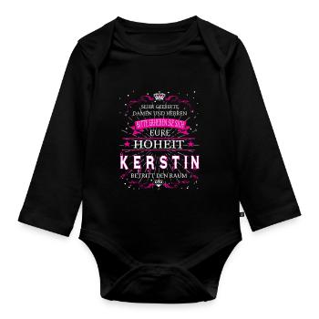 Eure Hoheit Kerstin betritt den Raum - Baby Bio-Langarm-Body - Schwarz - Vorne