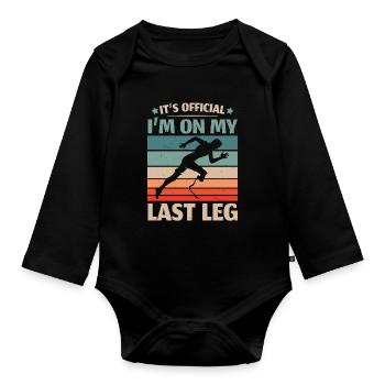 Es ist offiziell, dass ich auf meinem letzten Bein - Baby Bio-Langarm-Body - Schwarz - Vorne