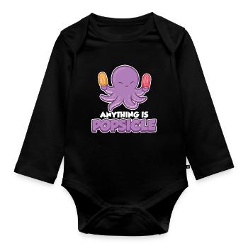 Anything Is Popsicle Eis Geschenk - Baby Bio-Langarm-Body - Schwarz - Vorne