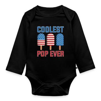 Coolest Pop Ever Popsicle Eis Geschenk - Baby Bio-Langarm-Body - Schwarz - Vorne