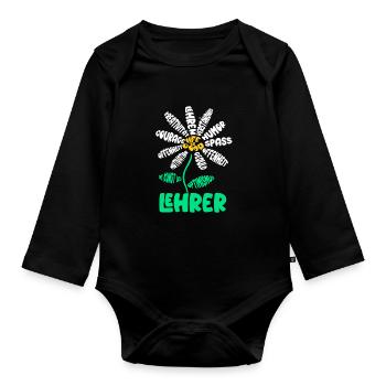 Eigenschaften von Lehrern Blumen Design - Baby Bio-Langarm-Body - Schwarz - Vorne