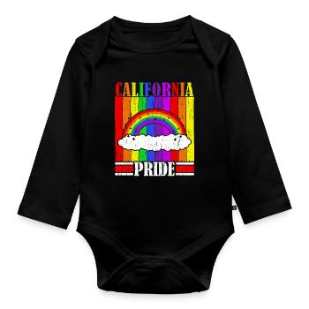 California Proud USA America Californian LGBTQ - Organic Longsleeve Baby Bodysuit - black - Front