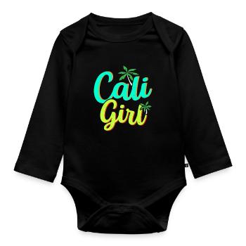 Cali Girl États-Unis État d’Amérique Californie californienne - Body Bébé bio manches longues - noir - Devant