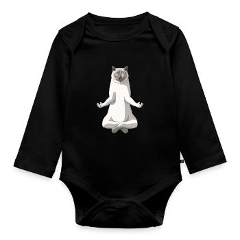 Funny Yoga Colourpoint British Shorthair Cat - Organic Longsleeve Baby Bodysuit - black - Front