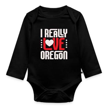 Ich liebe Oregon wirklich USA Staat Amerika Oregon - Baby Bio-Langarm-Body - Schwarz - Vorne