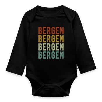 Bergen City Retro Vintage - Organic Longsleeve Baby Bodysuit - black - Front
