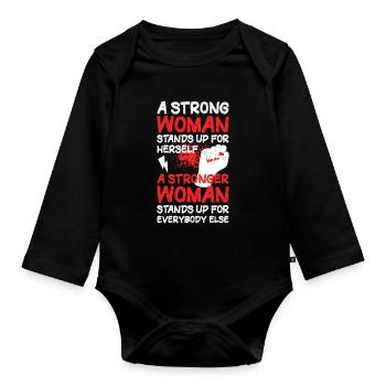 A Strong Woman Feminismus Geschenk - Baby Bio-Langarm-Body - Schwarz - Vorne