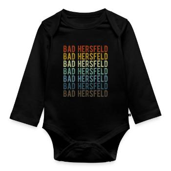 Bad Hersfeld Stadt Retro Vintage - Baby Bio-Langarm-Body - Schwarz - Vorne