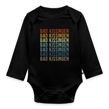 Bad Kissingen Stadt Retro Vintage - Baby Bio-Langarm-Body - Schwarz - Vorne