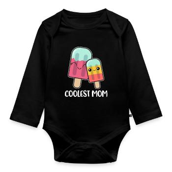 Coolest Mom Popsicle Ice Cream Gift - Organic Longsleeve Baby Bodysuit - black - Front