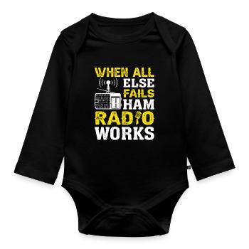 Funk Amateur Funker Funken Radio Hobby Geschenk - Baby Bio-Langarm-Body - Schwarz - Vorne