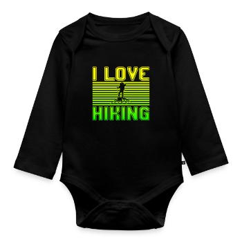 I love hiking - Baby Bio-Langarm-Body - Schwarz - Vorne
