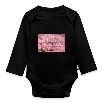 Blumen aus Büchern, die Bücher lesen, Blumen und Bücher - Baby Bio-Langarm-Body - Schwarz - Vorne