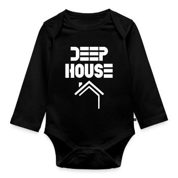 deep house - Organic Longsleeve Baby Bodysuit - black - Front