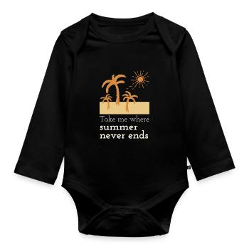 Sommer Palmen Strand Sonne Urlaub - Baby Bio-Langarm-Body - Schwarz - Vorne