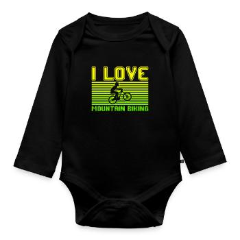 I love mountain biking - Organic Longsleeve Baby Bodysuit - black - Front