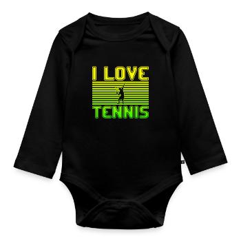 I love tennis - Organic Longsleeve Baby Bodysuit - black - Front