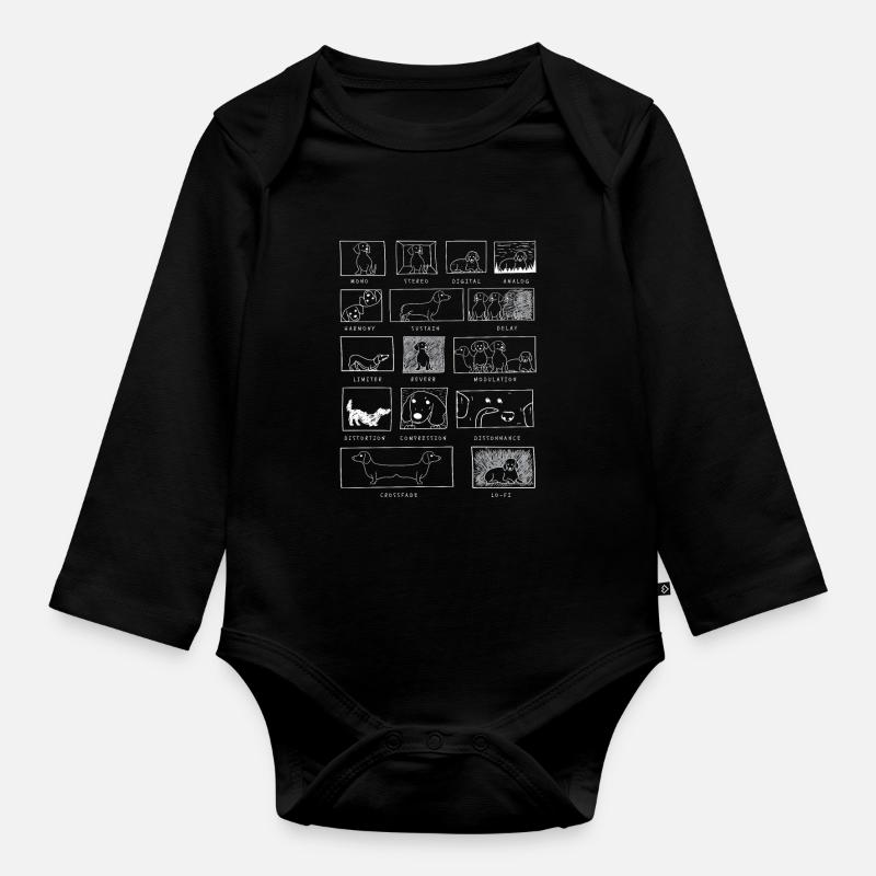 Synthesizer Dackel Hund Analog Synth Musik Techno - Baby Bio-Langarm-Body - Schwarz