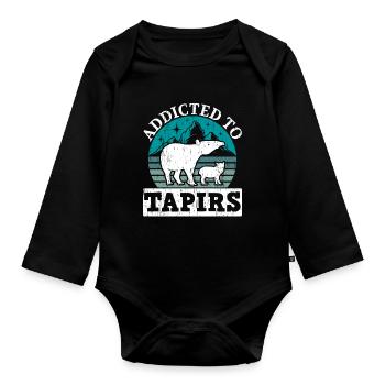 Addicted to Tapirs Wildlife Animal Zookeeper - Organic Longsleeve Baby Bodysuit - black - Front