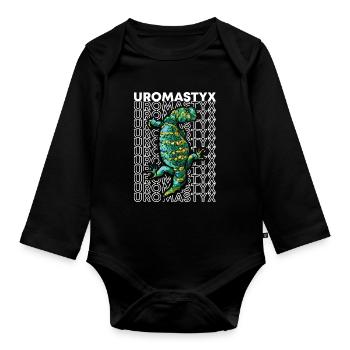 Uromastyx 80's Style Reptile Keeper Lizard - Organic Longsleeve Baby Bodysuit - black - Front