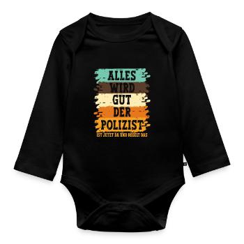 Polizist Polizei - Baby Bio-Langarm-Body - Schwarz - Vorne