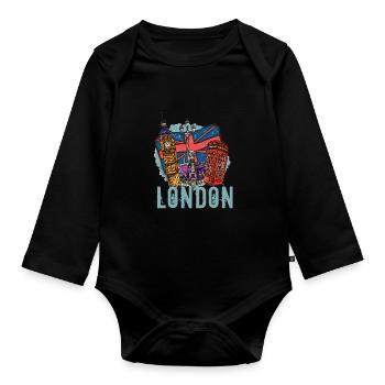 London Souvenir London United Kingdom England - Organic Longsleeve Baby Bodysuit - black - Front