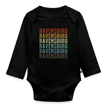 Ravensburg City Retro Vintage - Organic Longsleeve Baby Bodysuit - black - Front