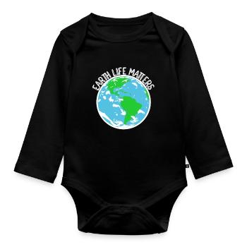 Naturschutz Klima Naturschützer Meer - Baby Bio-Langarm-Body - Schwarz - Vorne