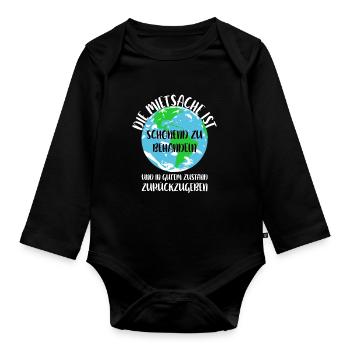 Naturschutz Klima Naturschützer Meer - Baby Bio-Langarm-Body - Schwarz - Vorne
