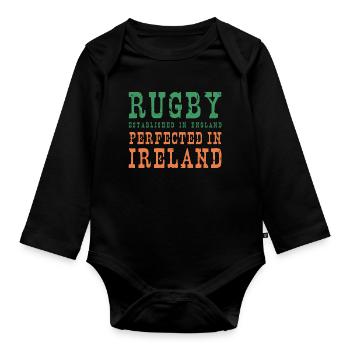 Rugby Perfected In Ireland Rugby - Baby Bio-Langarm-Body - Schwarz - Vorne