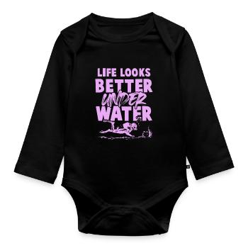 unter wasser tauchen - Baby Bio-Langarm-Body - Schwarz - Vorne