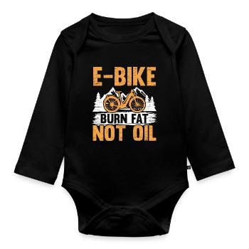 E-Bike Burn Fat Not Oil Vélo électrique - Body Bébé bio manches longues - noir - Devant