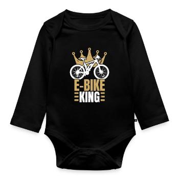 E-Bike King Vélo électrique Balade à vélo Cyclisme - Body Bébé bio manches longues - noir - Devant