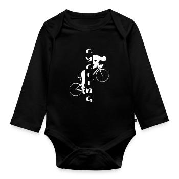 Cycling Road Bike Bicycle Gravel Time Trial Bike - Organic Longsleeve Baby Bodysuit - black - Front